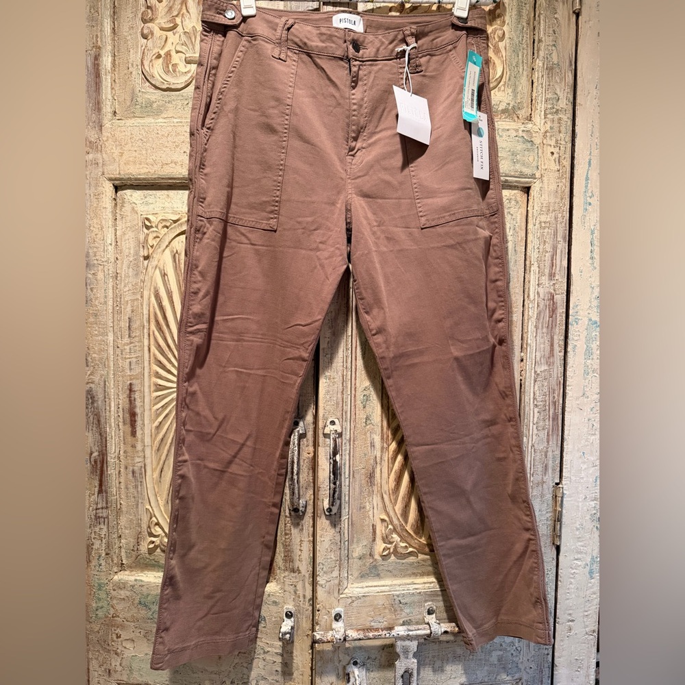 NWT Pistola Erin High Rise Utility Straight Leg Pant /Walnut Brown, 14, 32/